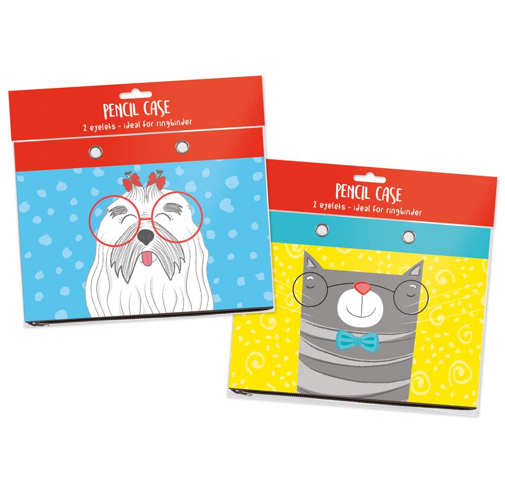 Purrfect Pets Design Pencil Case With 2 Eyelets for Ringbinders