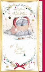 Bears Sit Snuggled Together In A Blanket In The Snow Special Husband Handmade Christmas Card