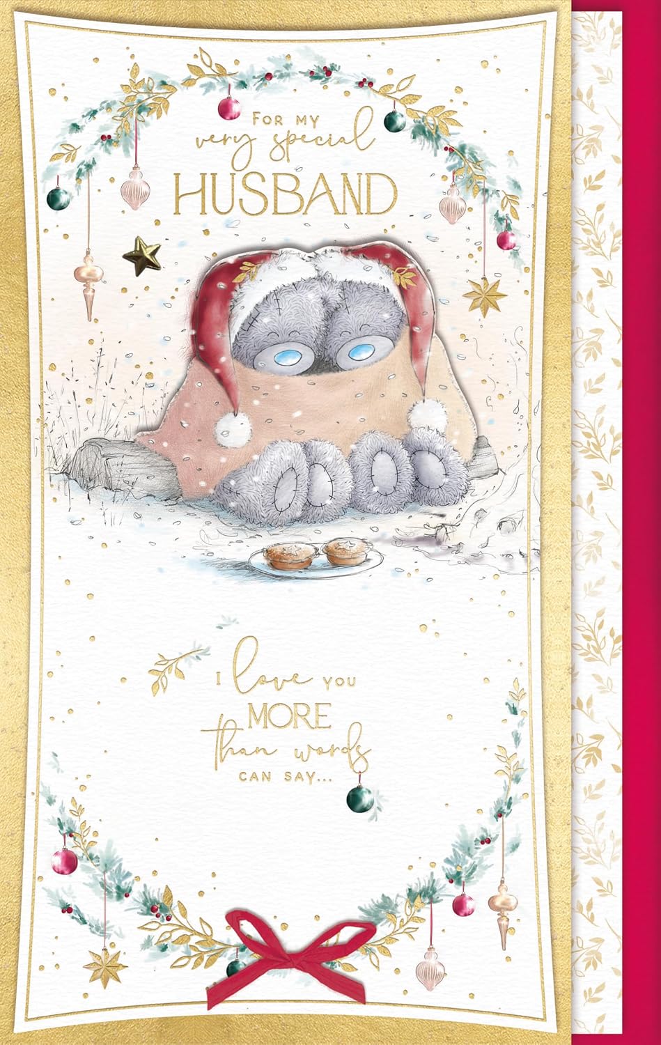 Bears Sit Snuggled Together In A Blanket In The Snow Special Husband Handmade Christmas Card