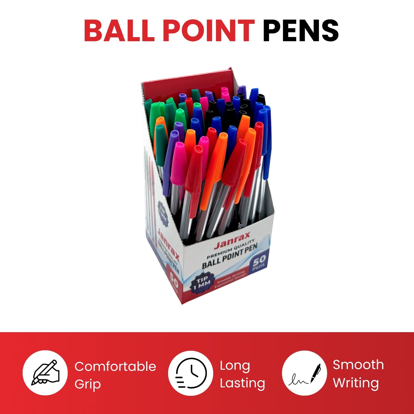 Box of 50 Purple Ballpoint Pens Smooth Glide by Janrax