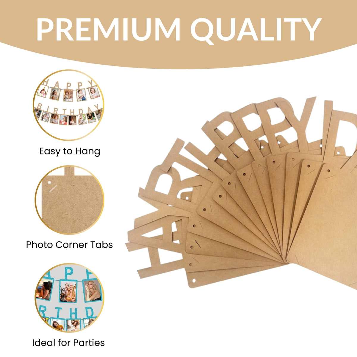 Kraft Photo Insert HAPPY BIRTHDAY Banner with Ribbon