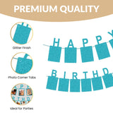 Glitter Purple Photo Insert HAPPY BIRTHDAY Banner with Ribbon