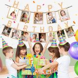 Glitter Blue Photo Insert HAPPY BIRTHDAY Banner with Ribbon