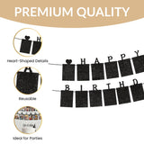 Glitter Gold Photo Insert HAPPY BIRTHDAY with Hearts Banner with Ribbon
