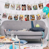 Glitter Silver Photo Insert HAPPY BIRTHDAY with Hearts Banner with Ribbon