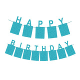 Glitter Blue Photo Insert HAPPY BIRTHDAY Banner with Ribbon