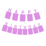 Glitter Purple Photo Insert HAPPY BIRTHDAY Banner with Ribbon