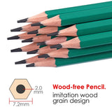 Pack of 12 7'' Flexible Sharpened Plastic Wood- Free HB Pencils with Eraser