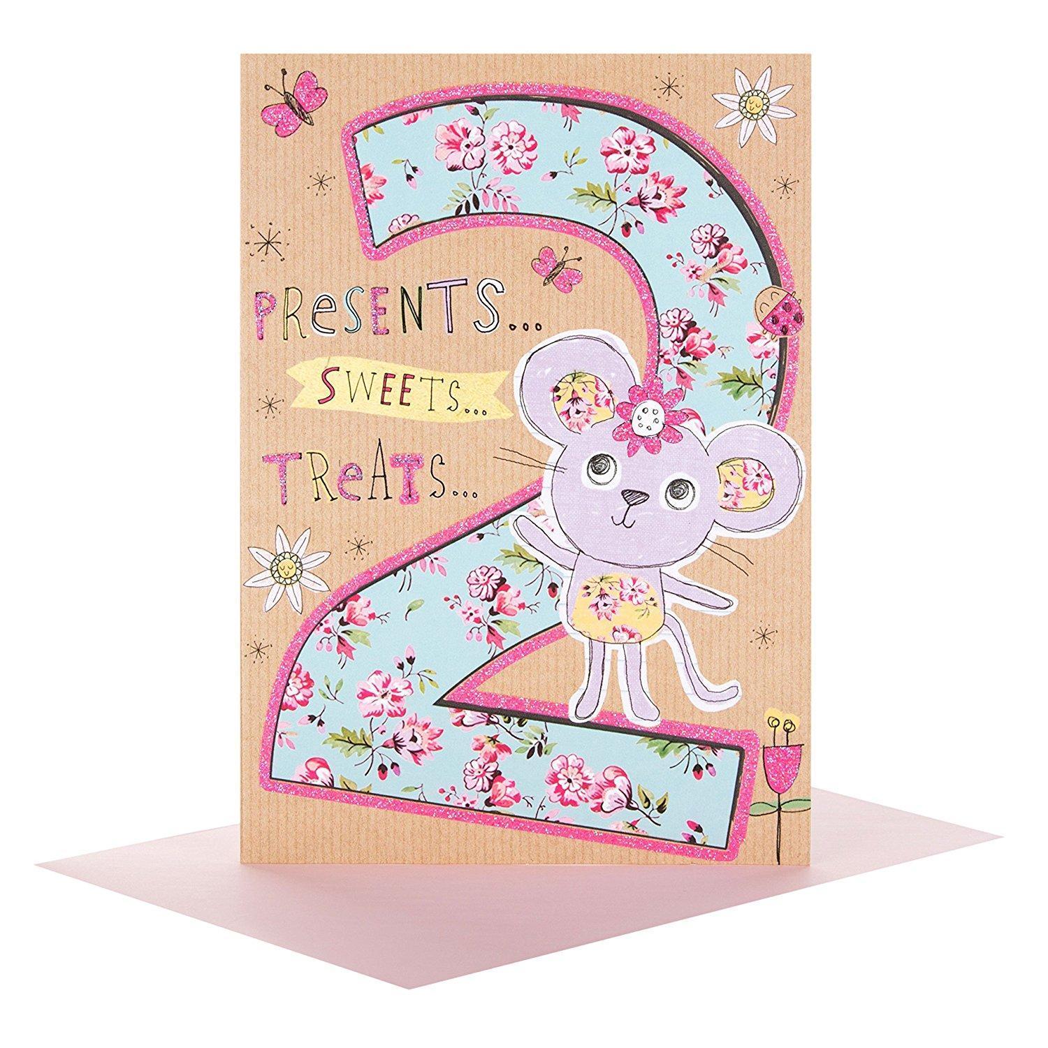 Kids Presents Sweets Treats 2nd Birthday Card 
