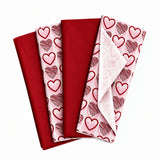 Pack of 8 Valentine Hearts Medley Luxury Red Foil Design & Plain Red 50 x 70 cm Tissue Sheets - Christmas Valentine's Wedding Birthday