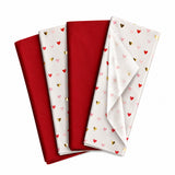 Pack of 8 Valentine Elegance Hearts Luxury Red Foil Design & Plain Red 50 x 70 cm Tissue Sheets - Christmas Valentine's Wedding Birthday