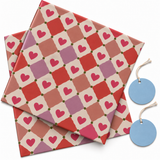 Pack of 2 Love Diamonds Design 50 x 70 cm Gift Wrap Sheets with 2 Tags - Valentine’s Day Christmas Romantic Occasions Birthdays