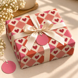 Pack of 2 Valentine Mosaic Design 50 x 70 cm Gift Wrap Sheets with 2 Tags - Valentine’s Mother's Day Birthdays Everyday Celebrations