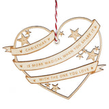 Wooden Heart Decoration Design One I Love Christmas Card