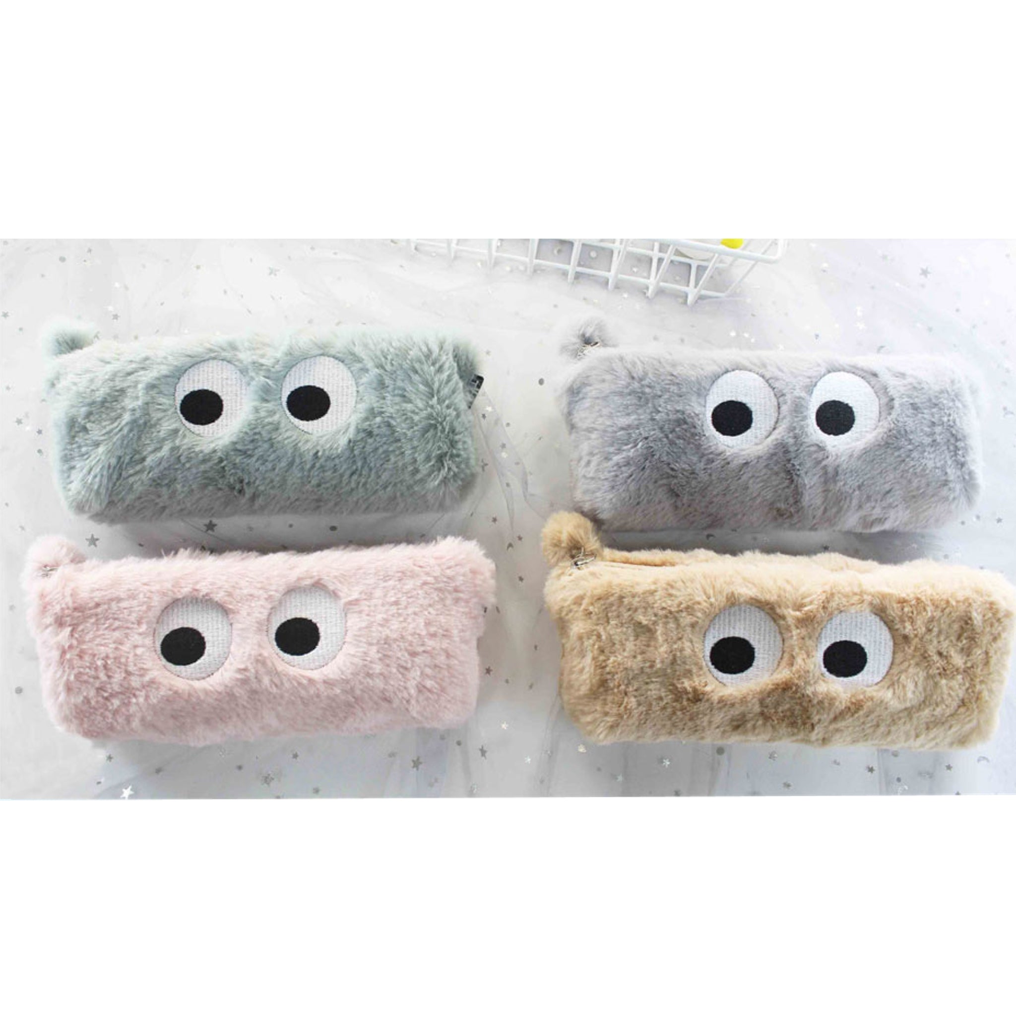 Single Plush Googly‑Eyes Pencil Case