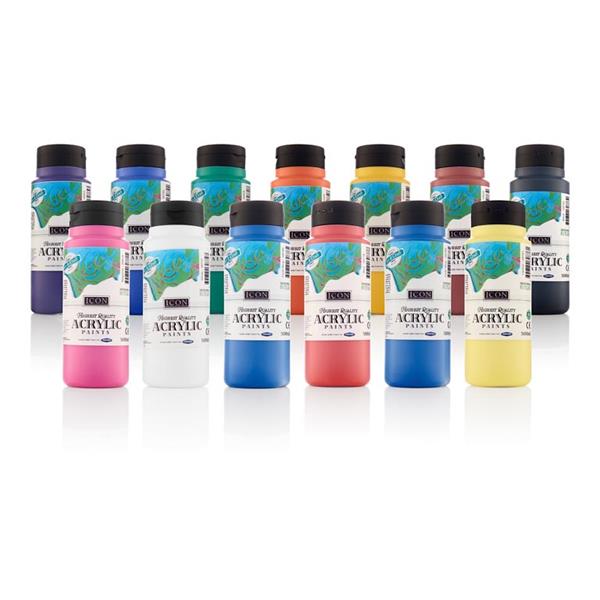 Cyan Acrylic Paint 500ml by Icon Art