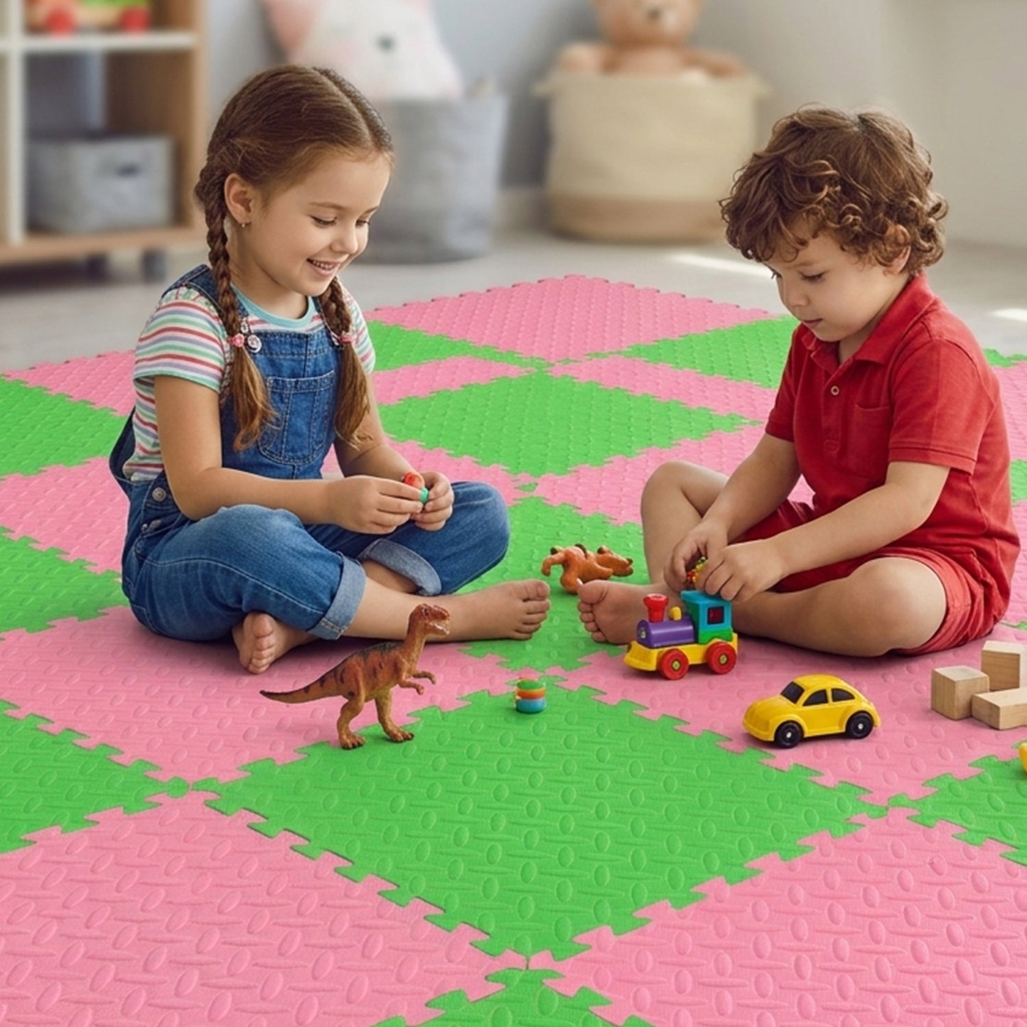 Pack of 4 30x30cm Pink Coloured 1cm Thick EVA Foam Mats