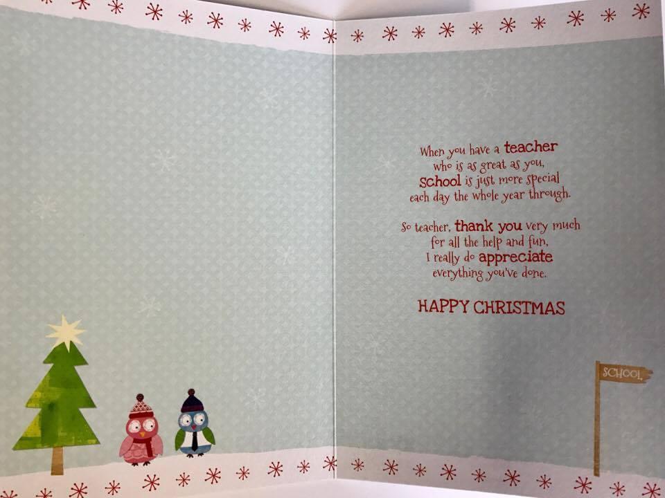 To My Teacher Happy Christmas School Thank you Appreciate Greeting Card