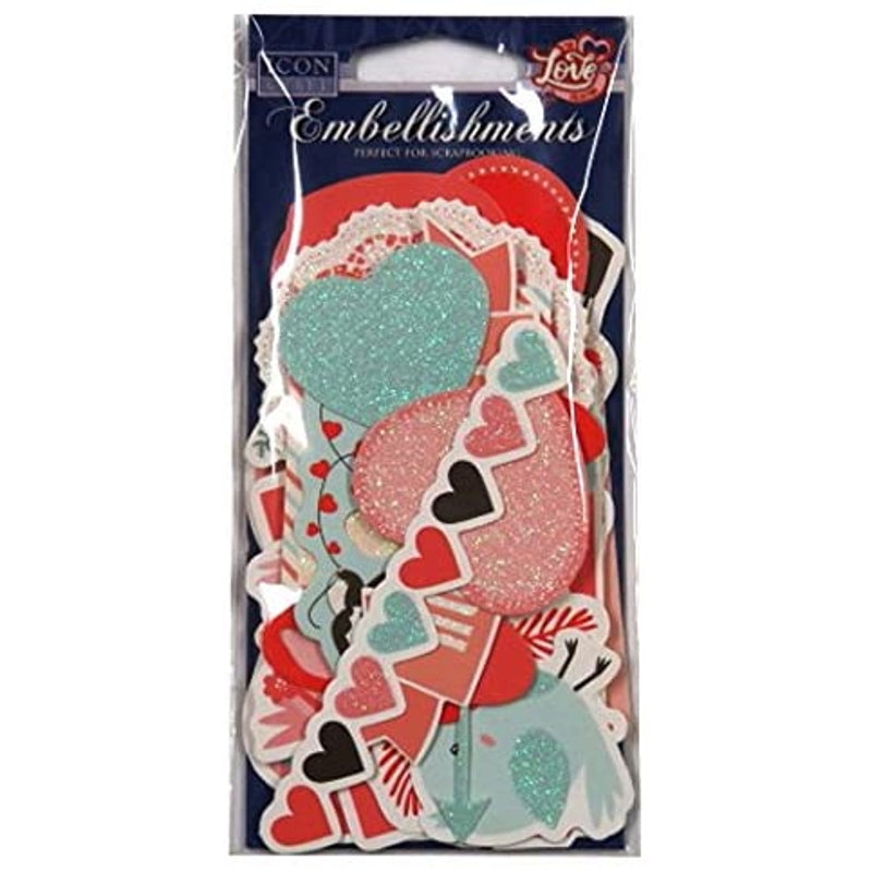 Pack of 24 Decorative Love Embellishments by Icon Craft - Valentine's Day