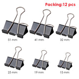 Pack of 12 Black 15mm Foldback Binder Clips