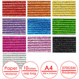 Pack of 10 Assorted Colour A4 Glitter Corrugated Craft Paper