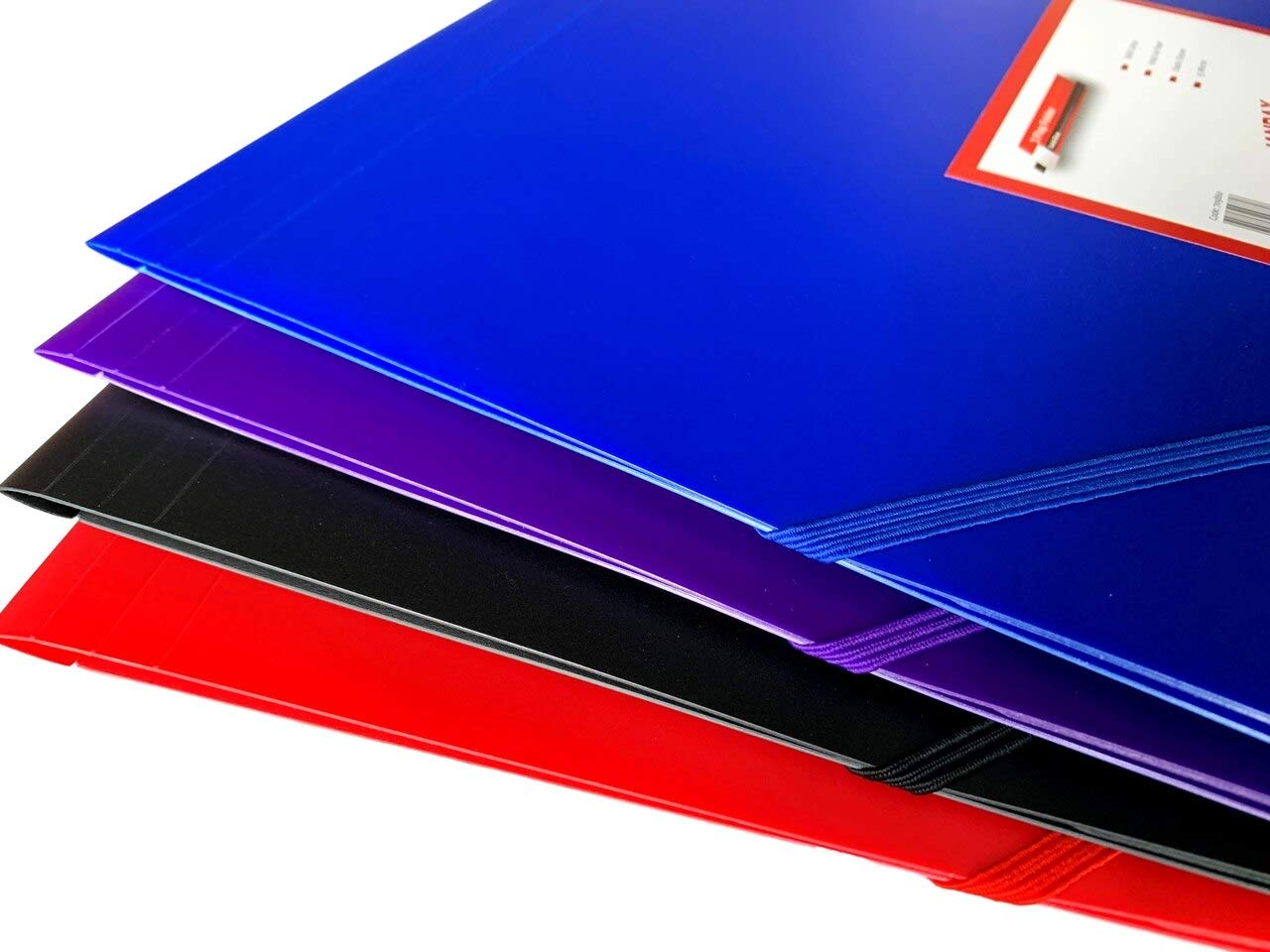 Pack of 12 A4 Assorted Colour 3 Flap Folders with Elasticated Closure