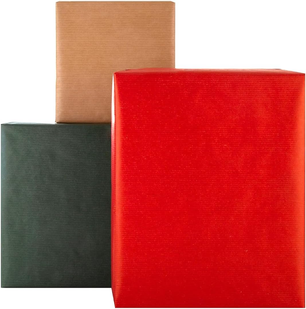 Single Ribbed Kraft Christmas Wrapping Paper Roll 2m x 69cm