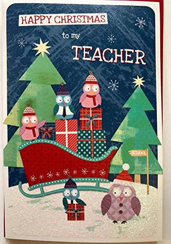 To My Teacher Happy Christmas School Thank you Appreciate Greeting Card