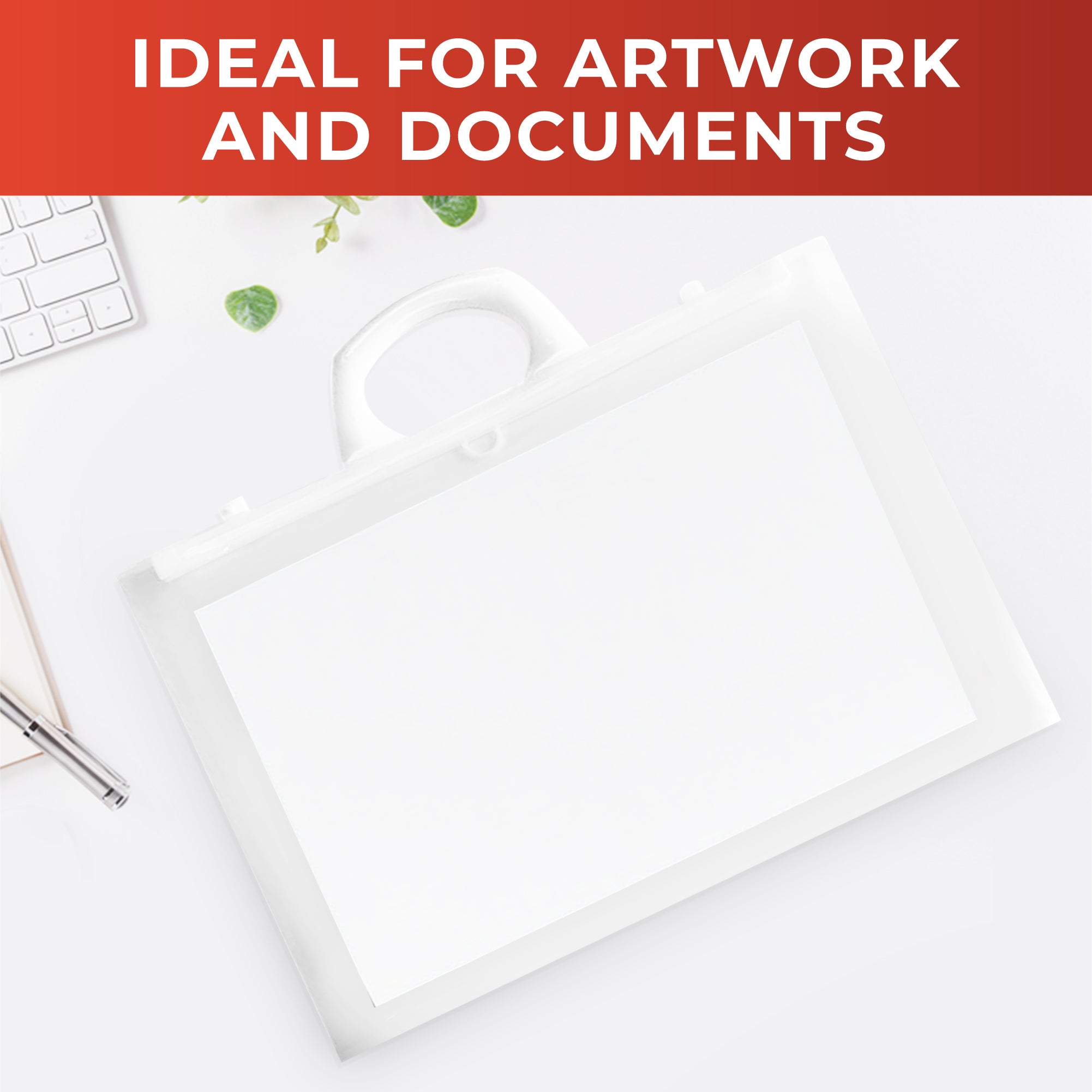 A4+ Clear Carry Folder – 180 Micron Poly Wallet with Handle & Clip Lock for Documents and Artwork