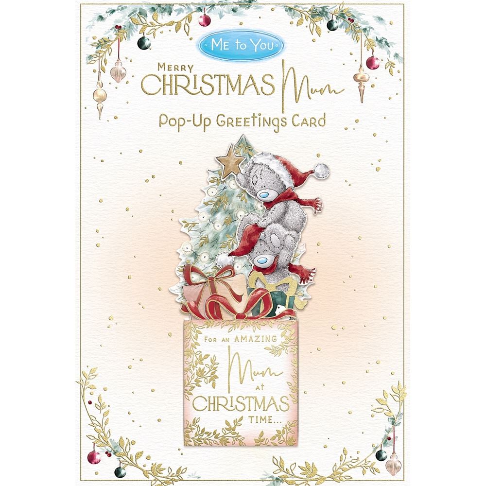 Bears Decorating Xmas Tree Mum Pop Up Christmas Card