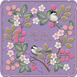 Floral Purple Design with Birds Berries Auntie Birthday Card 