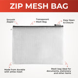 Pack of 12 A5 Black Zip Strong Mesh Bags - Tough Waterproof Storage