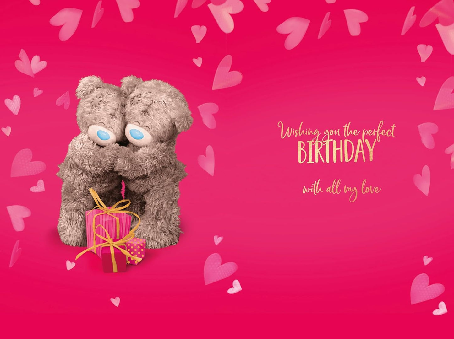 Bears Hugging And Gifts 3D Photo Finish Keepsake Wife Birthday Card