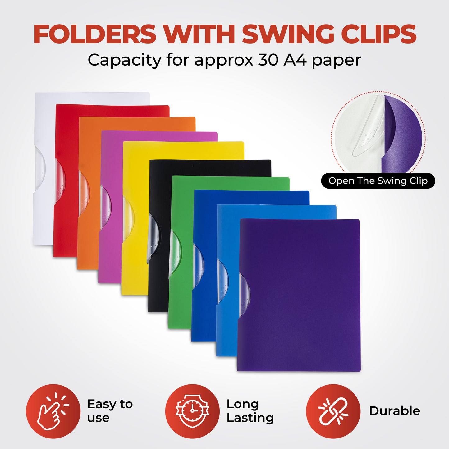 A4 Orange Swing Clip Folder Document File