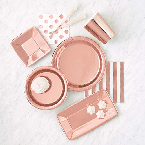 Pack of 8 Rose Gold Foil Rectangular 9"x5" Appetizer Plates