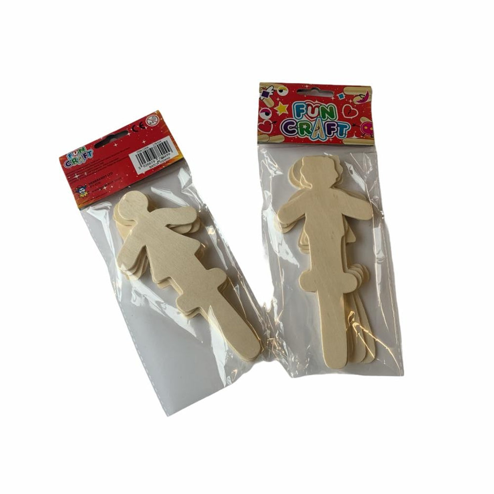 Pack of 6 Male and Female Cutout Wooden Craft Sticks {DC}