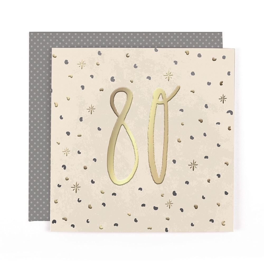 Dots Design Contemporary Luxury Foiled 80th Birthday Card