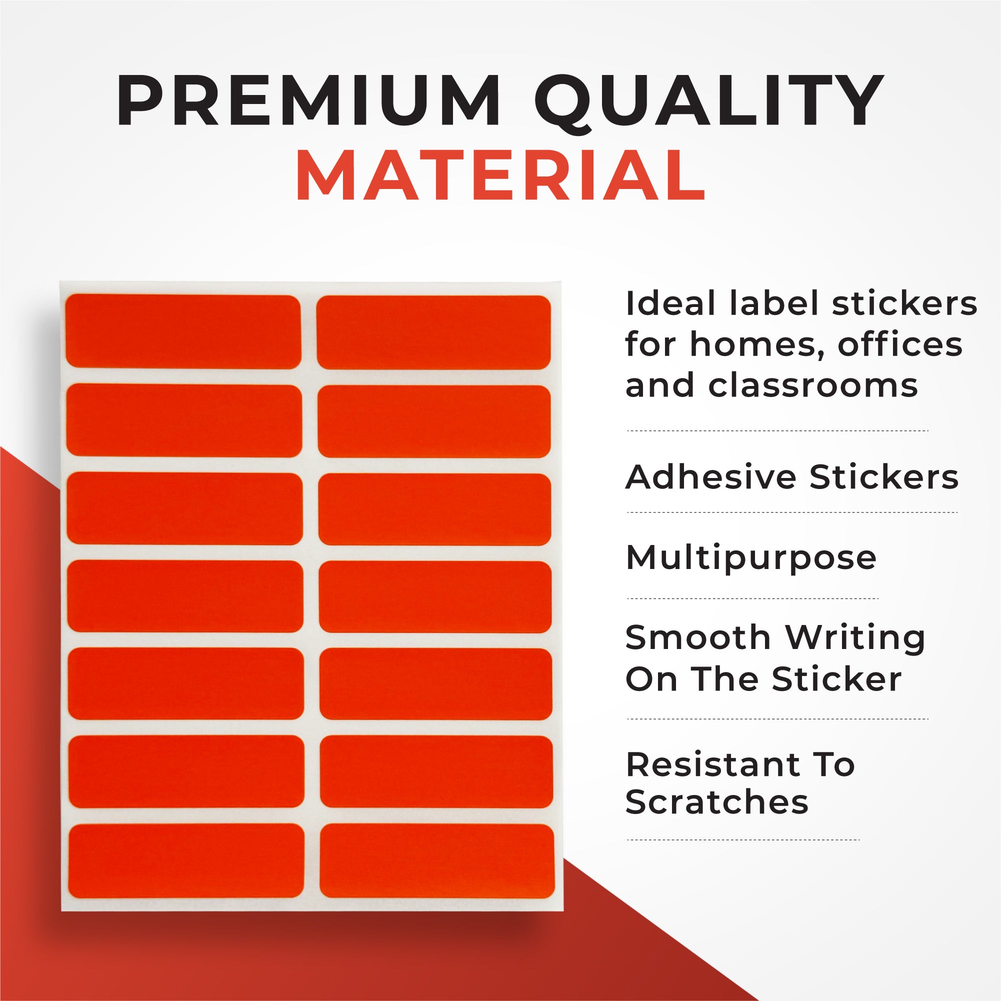 Pack of 98 White 12x38mm Rectangular Labels - Adhesive Stickers