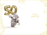 Bear With Balloons 3D Photo Finish Keepsake 50th Birthday Card 
