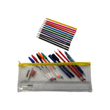 Stationery Filled Yellow Zip 13x5" Pencil Case with Colouring Pencils