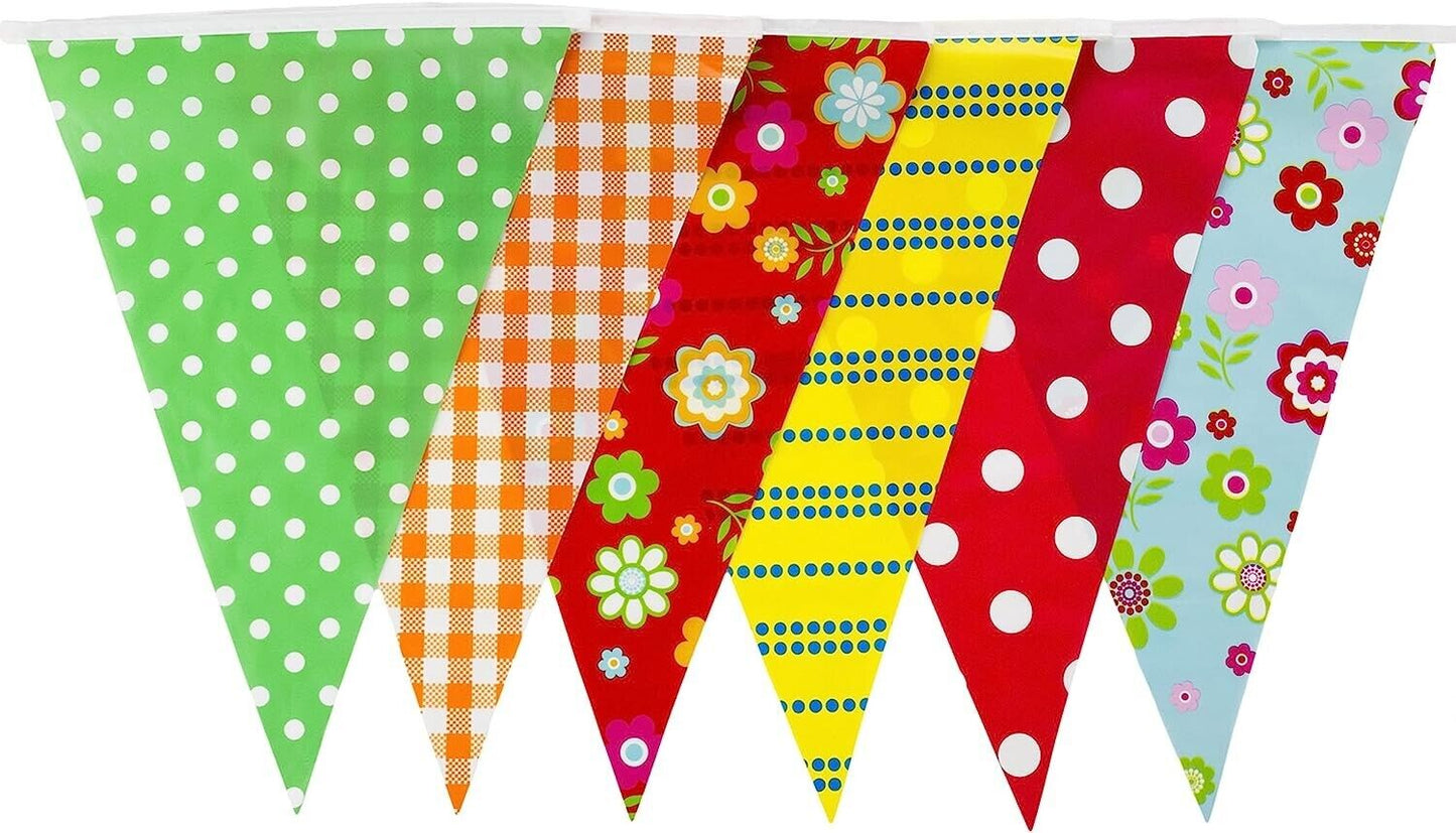 C1351 Multicoloured Shabby Chic Vintage Print Bunting with 35 Pennants
