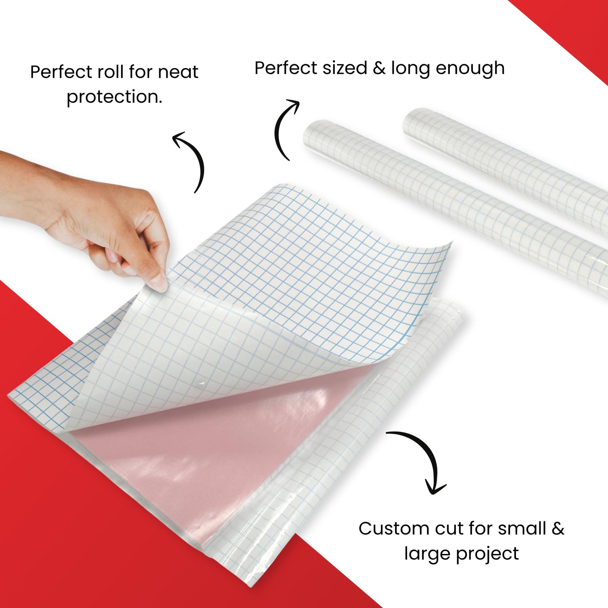 Janrax 50cm x 10m Clear Glossy CPP 0.06mm Thick Self-Adhesive Book Cover Roll
