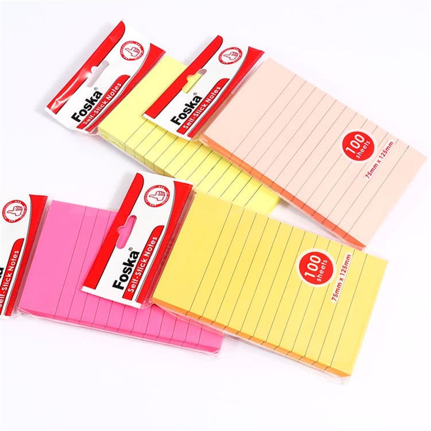 Pack of 100 Sheets 80gsm Thick Paper Ruled Line Colorful Writing Pad 75 x125mm