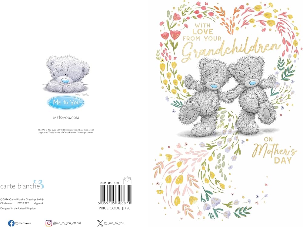 Bears Holding Paws From Your Grandchildren Mother's Day Card