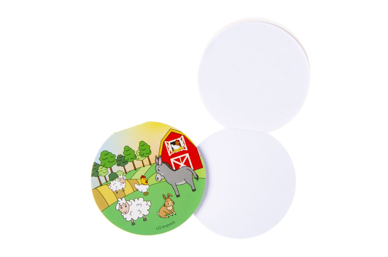 Single Round Farm Animals Design Notebook 8cm