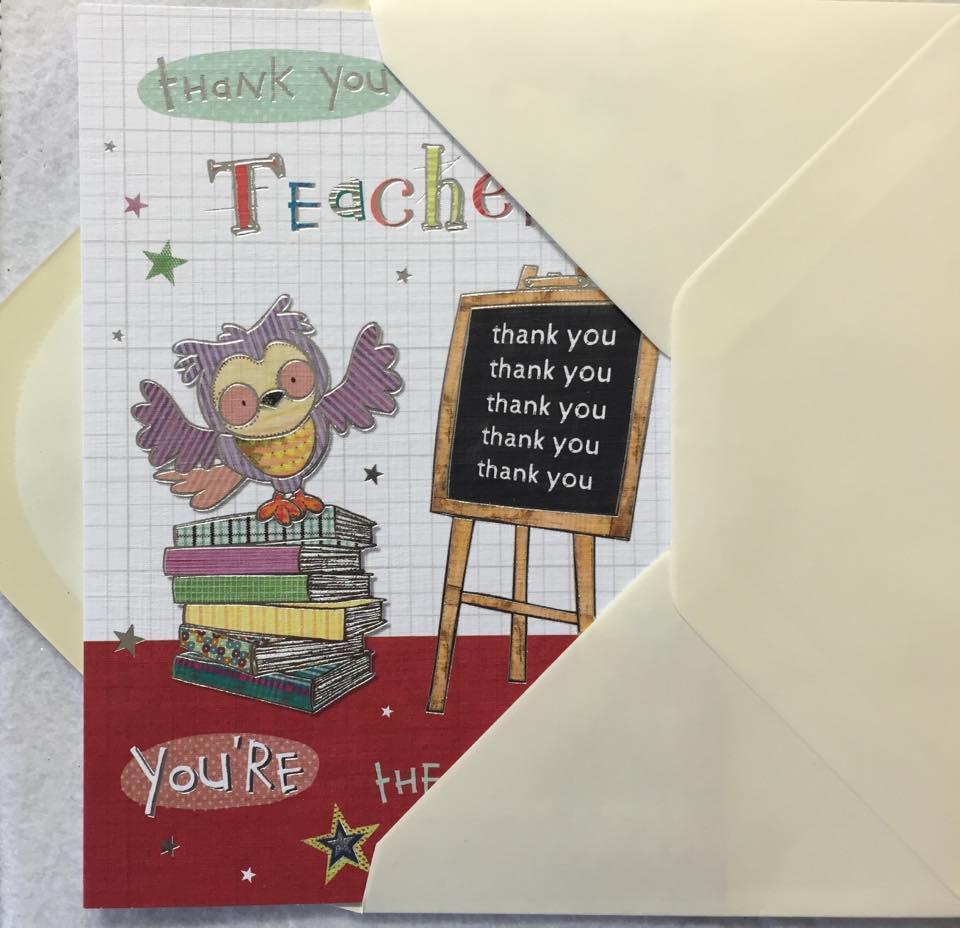 Thank You Teacher Card Owl Design