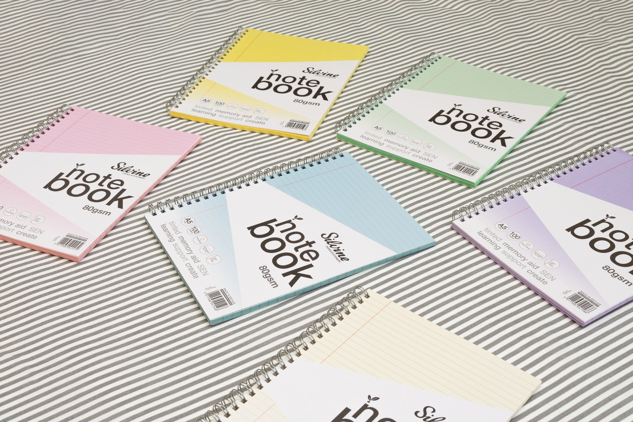 A5+ 100 Pages Twin Wire SEN Blue Paper Dyslexia Notebook - Lined with Margin