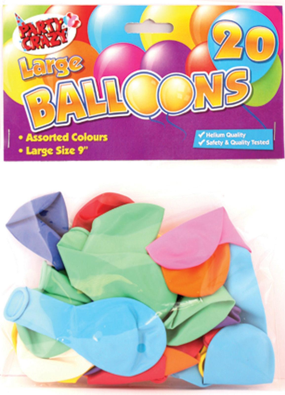 Pack of 20 9" Assorted Colours Large Round Balloons