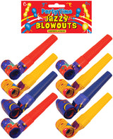 Pack of 8 Party Time Jazzy Design Blowout 4cm (Assorted colours) {DC}
