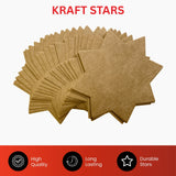 Pack of 100 Brown Kraft Stars 42 x 42mm